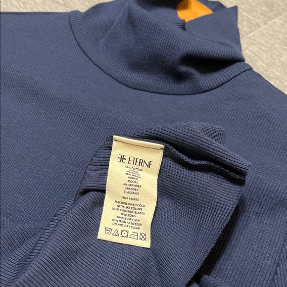 Eterne Cropped Fitted Turtleneck in Navy Blue - Picture 8 of 8